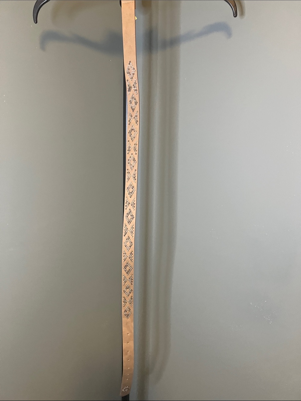 Women’s Tan Studded Diamond-Pattern Belt